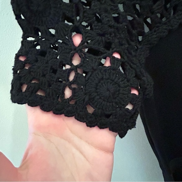 Carolina Herrera Macrame Yoke Dress large black - Picture 5 of 11